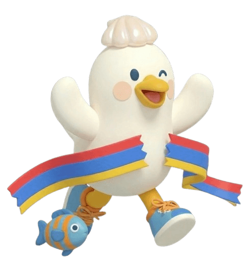 리본을 든 러닝 캐릭터